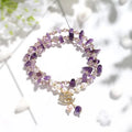 Pink Quartz Chakras Stone Beads Natural Crystal Amethyst Gold Brass Beaded Bracelets Irregularly Shaped Tibetan Buddhism Party