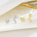 Mini floral asymmetrical 925 sterling silver CZ diamond fashion flower stud earrings for women girls