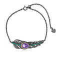 C8270 Abiding Shield Long Lasting Plating Tarnish Free Natural Amethyst Gemstone 18k Gold Plated Ladies Silver Bracelet