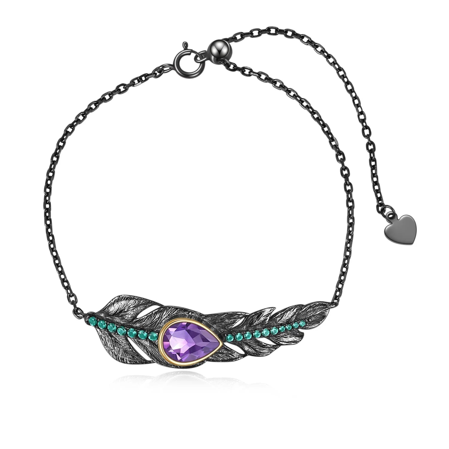 C8270 Abiding Shield Long Lasting Plating Tarnish Free Natural Amethyst Gemstone 18k Gold Plated Ladies Silver Bracelet
