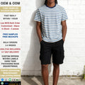 100% Cotton Custom  Heavy Fashion Couple Tshirt Stripe Kids Shorts and Tshirt Striped Tshirts Round Neck Short-sleeves T-shirt