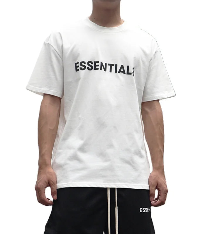 ESSENTIALS Quick-Drying Short-Sleeved T Shirts 100% Cotton Essentials Oversized Hip Hop T-shirts  Men's T-shirt