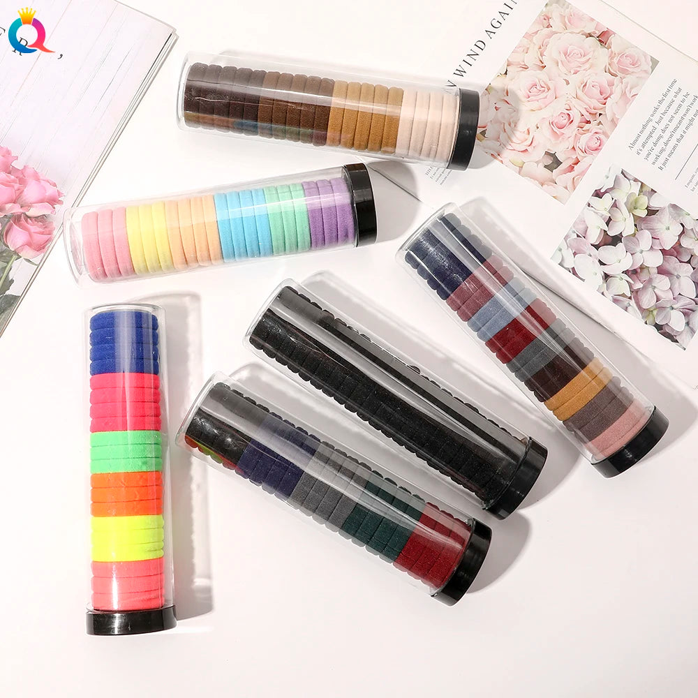 20-Piece Small Seamless Hair Tie Box Pack Woman's Elastic Polyester Ponytail Holder Band