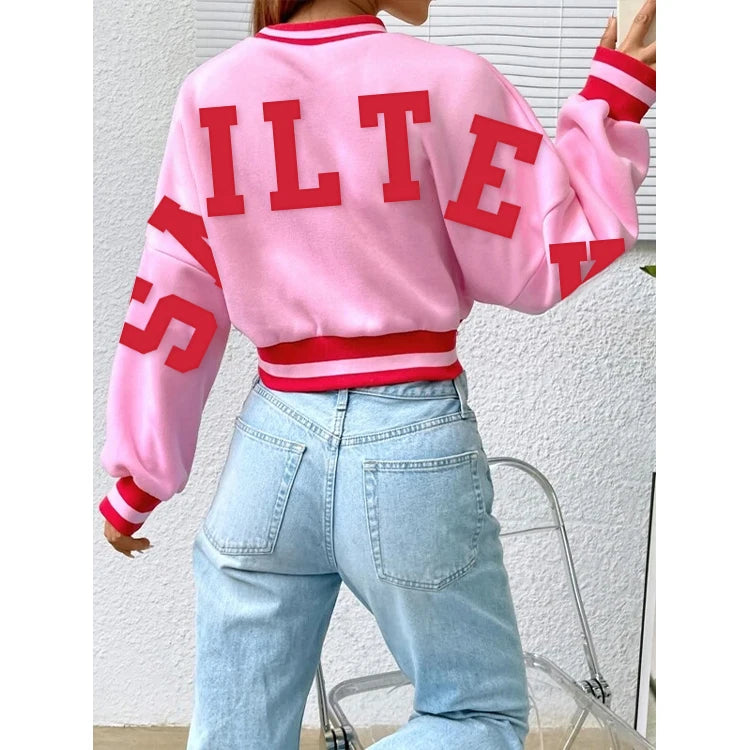 F230234 Custom Hoodies Winter Fleece Women's Letter Hoodies & Sweatshirts Loose and Leisure Hoodie Sweatshirt