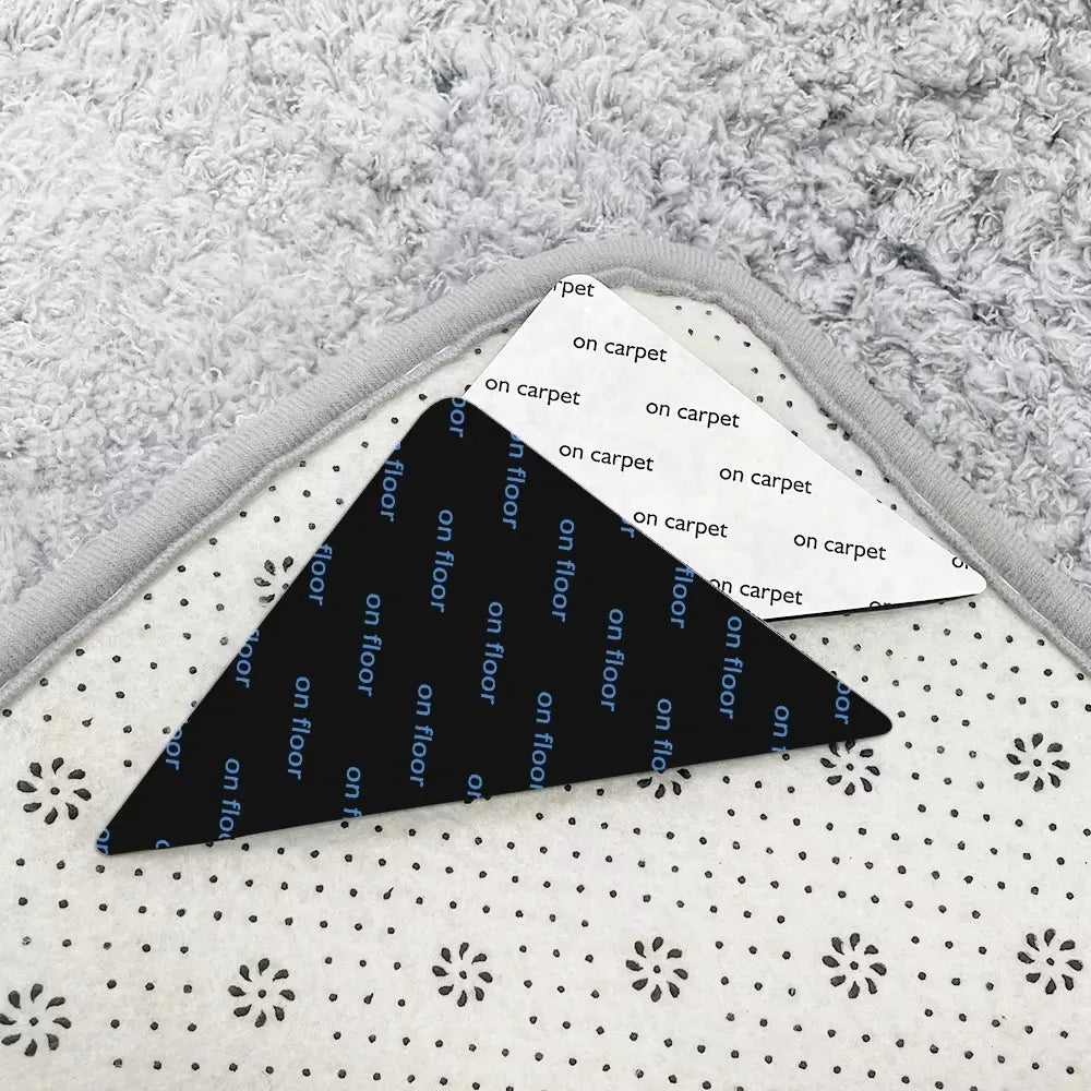 Transparent Triangle Anti Curling Corner Carpet Renewable Adhesive Rug Gripper PU Gel Washable Reusable for Hardwood Floors Tile