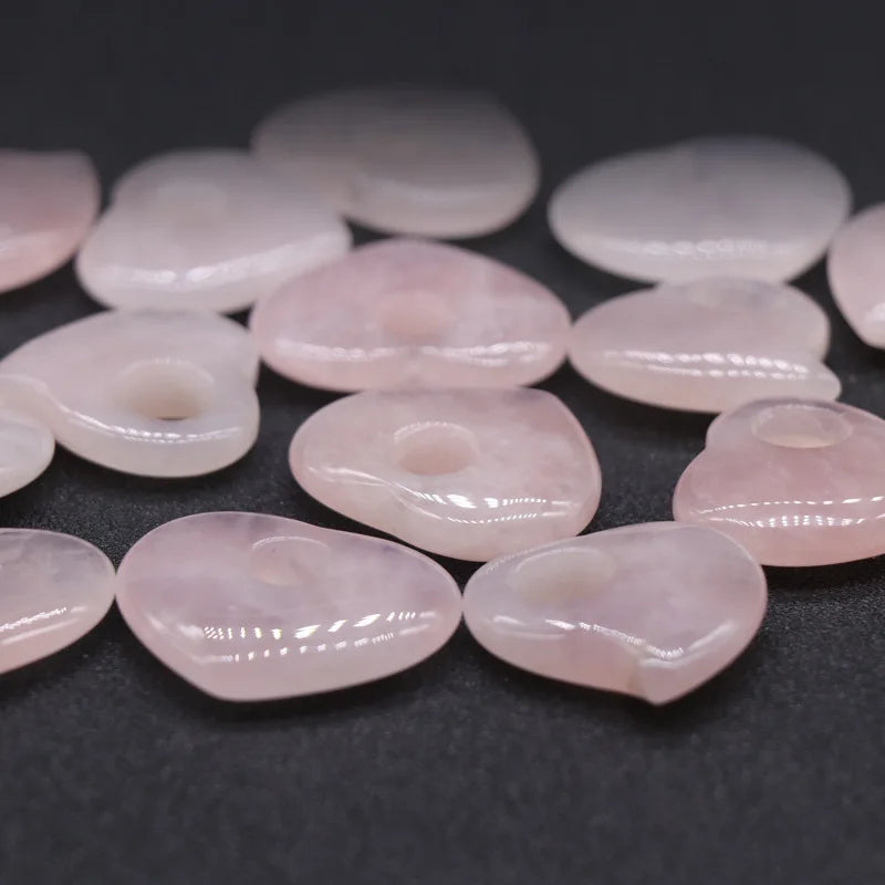 DIY Gemstone Charms Heart Shaped Stone Chip Pendants for Jewelry Making Crystals