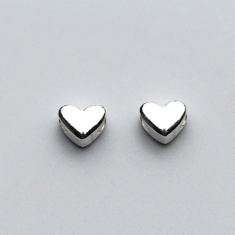 S925 Sterling Silver Heart Shaped Spacer Bead for Jewelry Bracelet Making Accessory