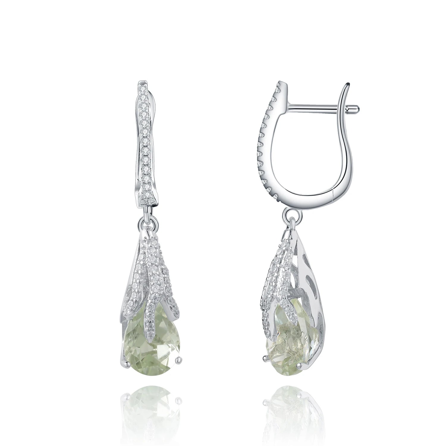 C6499E Abiding Fine Jewelry Brand New Style Prasiolite Gemstone 925 Sterling Silver Trendy Earrings for Girls