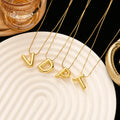 HOVANCI 18K Gold Plated Stainless Steel Sparkly Chunky Letter Necklace Snake Chain Simple 26 Letter Pendant Necklace