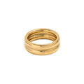 Double Layer Stainless Steel Geometric Hollow Gold Color Fashion Metal Smooth Ring Texture Chic Jewelry for Women