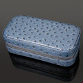 LAIHE 2 Slots Portable Ostrich Pattern PU Leather Storage Case Travel Zipper Bag for Watch Band New Design Watch Boxes & Cases