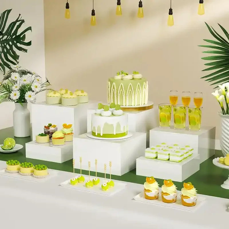 6PCS Pack Wedding Decoration Party Acrylic Dessert Table Cube Catering Buffet Acrylic Risers for Food Display Acrylic Risers Set