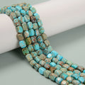 Loose 6x7mm Light Dark Blue Sea Sediment Imperial Jasper Stone Beads Strands Rectangle Cube Beads for Jewelry Making