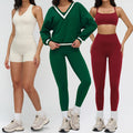 YIYI Manufacturer 4 Seasons 5pcs Workout Athletic Suits Stretchy Leggings Sets Women Fashion Comfortable Gym Clothing
