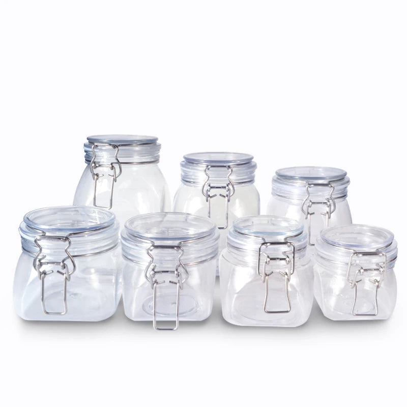 Wholesale 50g 100g 150g 200g 250g 500g 1000g PET Octagonal clear Bail Jar  Plastic Cream Jar Mason Jars for Food Storage