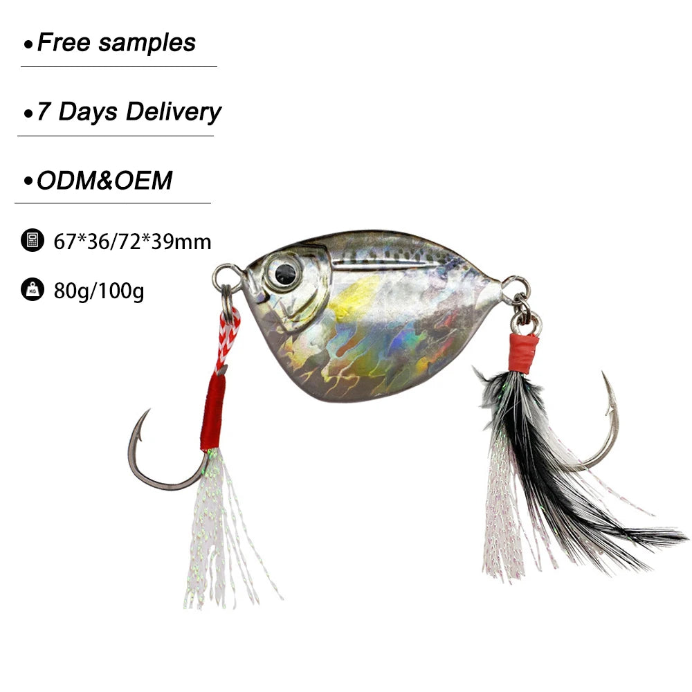 Wholesale Slow Jigging Lure 80g-100g 3D Printed Sinking Steel Jigs for Saltwater Fish Casting Fishing Bait Tackle