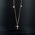 Fashion Jewelry Simple 925 Sterling Silver Cross Necklaces Water Drop Diamond 18K Gold Plated Necklaces for Women
