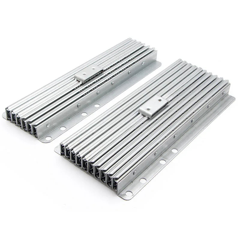 Aluminum Equalizer Rail Telescopic Concealed Heavy Duty Full Extension Table Slide Silent Wheel Desk Kitchen Countertop Silver