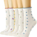 Crew Cotton Stringy Selvedge Socks Cute Embossed Flower Design Sock Fun Novelty Girl Thin Dress Floral Ankle Socks for Girls