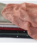New Arrival Fashionable Islamic Scarf Muslim Chiffon Hijab with Pearls Design Ethnically Styled Scarves and Shawls