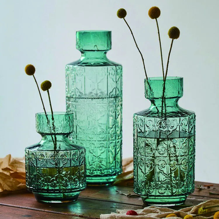 Fashion Modern Flower Arrangement Flower Living Room Dining Home Decoration Brown Big Blue Glass Vase