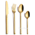 Small MOQ Promotion-18/8 Stainless Steel Cutlery Set with Gold Plating Food-Safe Flatware Black Handle Spoon Fork for Parties