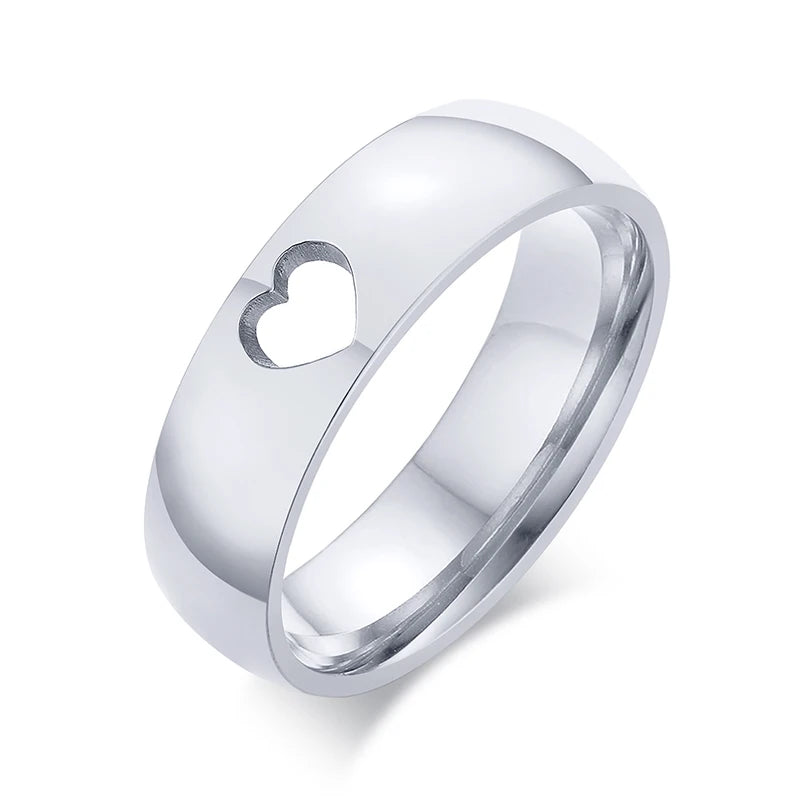 Customizable Stainless Steel Women's Heart-Shaped Wedding Ring Romantic Knuckle Engraved Fingers Jewelry for Girls