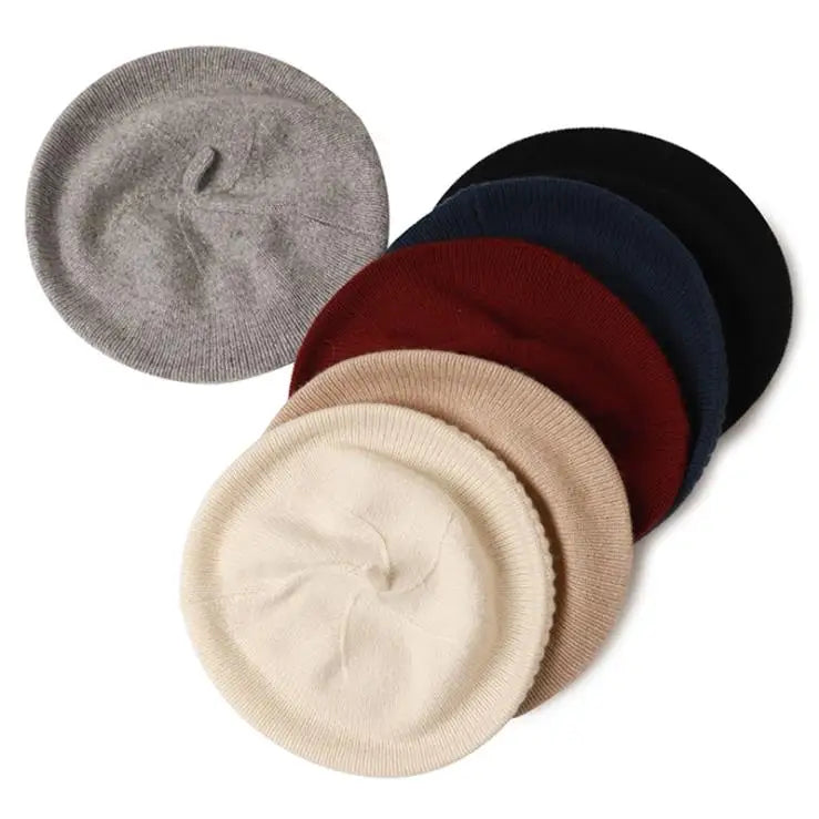 Cute Cheap Winter Knit 100% Cashmere Beret Hat Women Luxury Ny Beanie Caps Unisex With Custom logo-MZ43