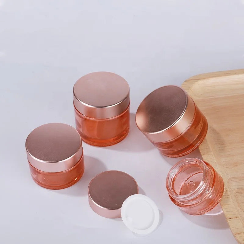 Rose Gold Glass Cream Bottle 5g to 100g Pink Makeup and Children's Face Cream Mask for Shampoo and Wigs