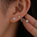 14K Gold Plated CZ Flower Stud Earrings Micro Pave Cluster Design for Women Daily & Party Wear