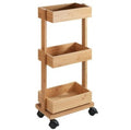 New Style Eco-friendly Bamboo Bath Storage Caddy Kitchen Trolley