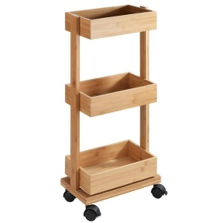 New Style Eco-friendly Bamboo Bath Storage Caddy Kitchen Trolley