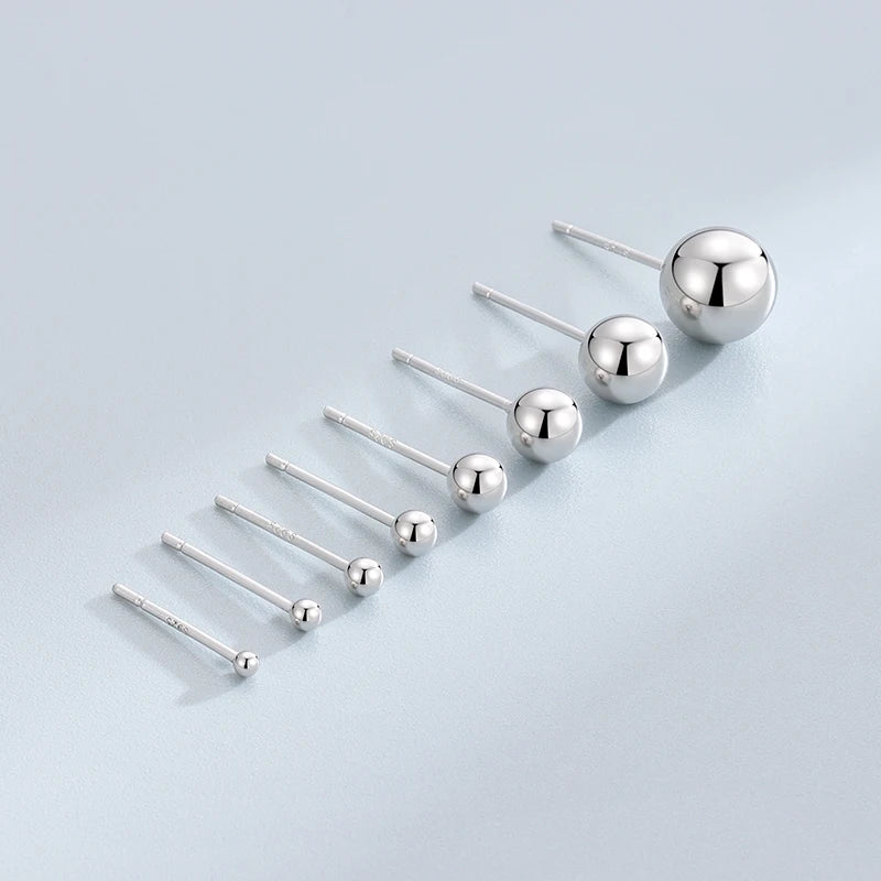 Competitive Price 925 Sterling Silver Ball Stud Earrings Minimalist Simple Style Earrings for Women