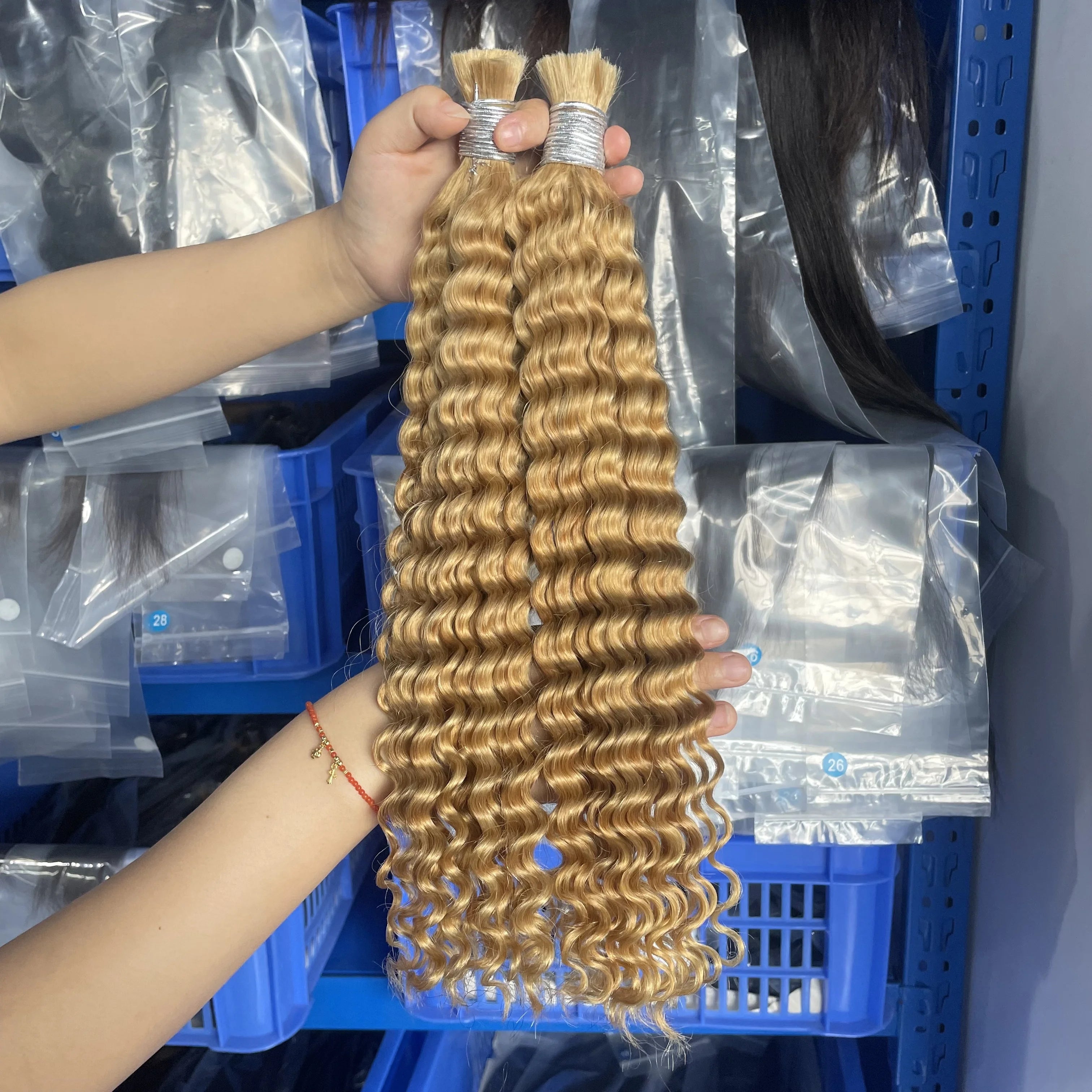Unprocessed Virgin 100g Boho Braids Loose Deep Wave Human Hair Bulk Extensions Wholesale Vendor with No Weft
