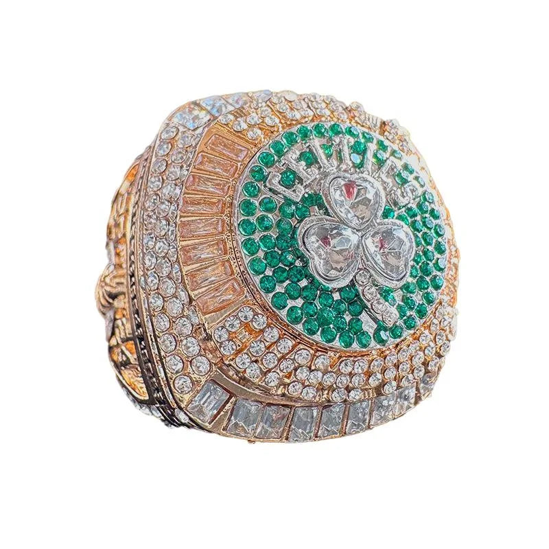 2024 Celtics Retro Men's Geometric Championship Ring 18K Rose Gold Plated Wood Jewelry Kids' Alloy Claw Direct Factory Sale