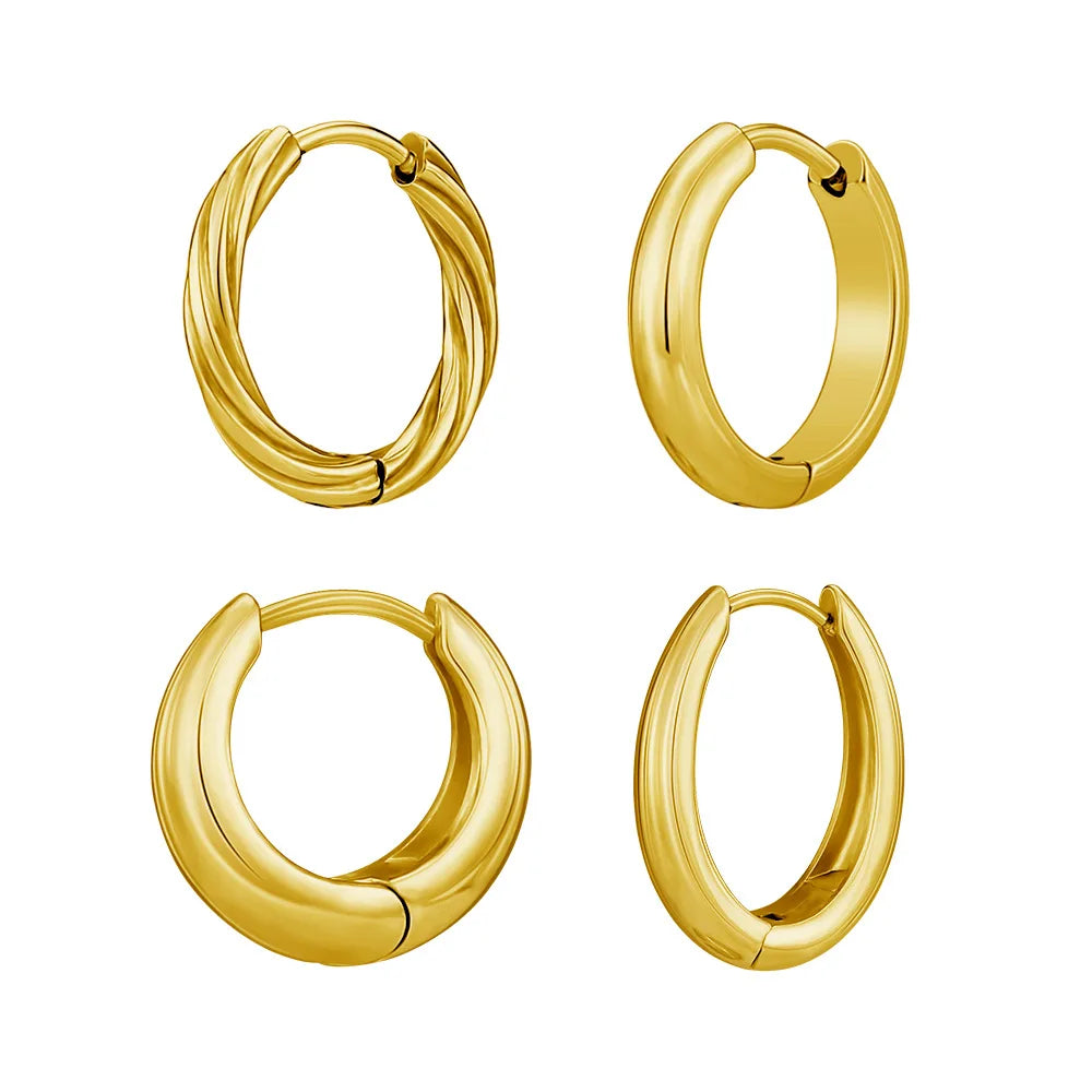 Promotion European American Trendy Stainless Steel Earrings Simple High-End Ear Buckle with Fashion Oval Basic Wholesale Jewelry