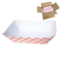 Paper Food Boats Disposable Red and White Checkered Paper Food Trays - Eco Friendly Red Paper Food Trays