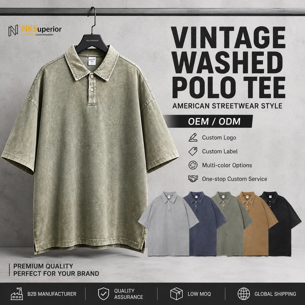 Batik High Quality 100 Cotton Embroidery Custom Polo Tshirts Men Shirt Acid Wash Vintage Golf for Mens Streetwear Top Wear