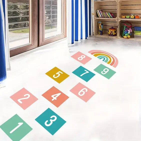Creative Design Digital Hopscotch Figures Wall Sticker Children Room Decoration Sticker Pvc Sticker