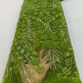 Olive Beaded Dantelle Embroidery Lace Fabric