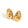 Wholesale 18K Gold-Plated Teardrop Shaped Zircon Inlaid Women's Fashionable Stud Earrings Waterproof Stainless Steel Elegant