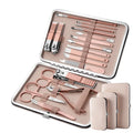 18pcs Rose Gold Manicure Set Pedicure Kit Womens Nail Clippers Set Professional Grooming Travel Kit with PU Case
