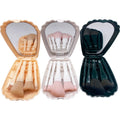 Portable 5pcs Shell Shape Synthetic Mini Travel Makeup Brushes with Mirror Case New Design for Face Use Wholesale