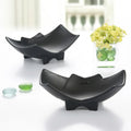 Wholesale Eco-Friendly A5 Melamine Salad Plate Black Matte Irregular Plastic Appetizer Soup Pasta Snack Dinner Plates
