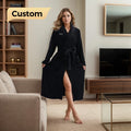 Custom Logo White Black Coral Luxury Bathrobe Pajamas Hotel Spa Unisex Plush Microfiber Bath Fleece Robe for Beauty
