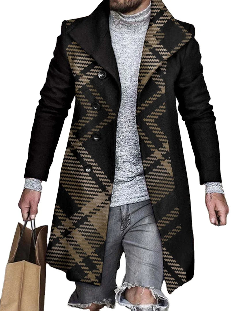 Men's Single-Breasted Winter Long Slim Fit Tweed Coat WhoLesale Cheap
