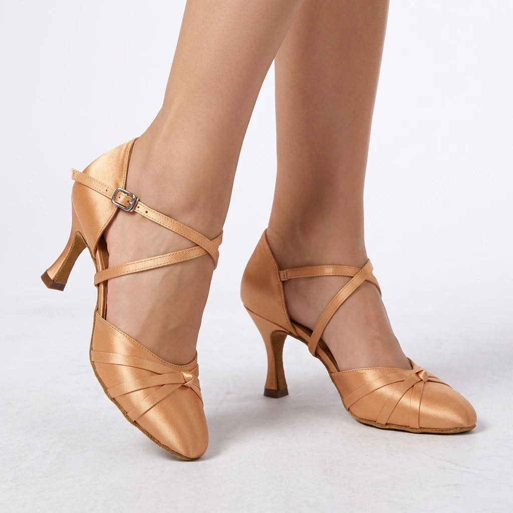 Evkoodance Brand New Customized Beige Hollow Latin Dance Shoes Fetish Jazz Boots Suede Sole Salsa Free Dance Sandals for Women