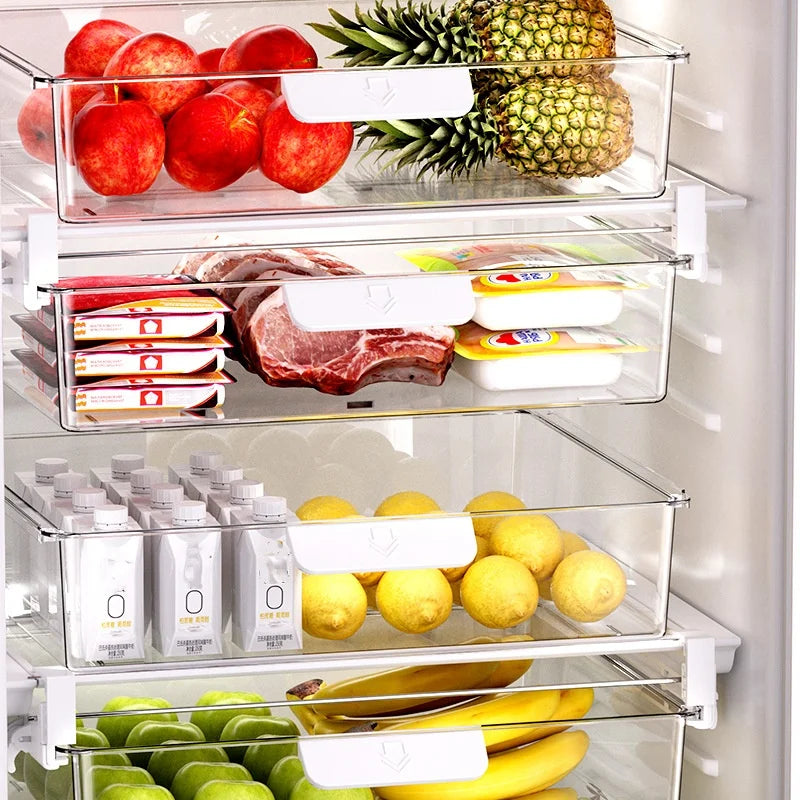 OWNSWING Refrigerator Drawer Organizer Pull Out Shelf Storage Transparent Organizer Kitchen Cabinet Pantry Freezer