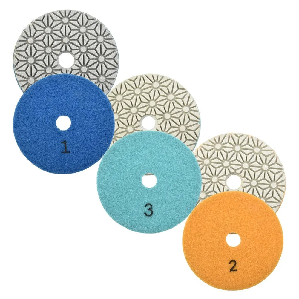 4 Inch 100mm Dry/Wet Diamond 3 Step Polishing Granite Marble Disk 3PC Granite Polishing Tool Pad Sanding Disc