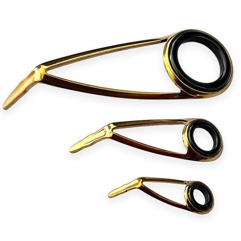 TN09 Fishing Spinning Ultra Light Gold Rod Guides Set High Gloss Ceramic Rings Fishing Rod Guides Ring Replacement Accessories
